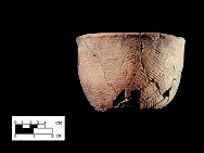 Keyser cord-marked vessel from the Keyser Farm site, 44PA1 - SI Cat.# 382986-Courtesy of the Smithsonian Institution, Museum of Natural History, Department of Anthropology.